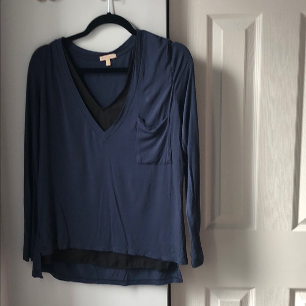 Bordeaux rayon blend navy pocket tee - S